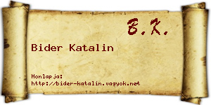 Bider Katalin névjegykártya
